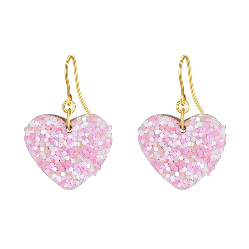 14K Gold Heart Drop Earrings
