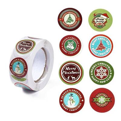 8 Patterns Round Dot Self Adhesive Paper Stickers Roll
