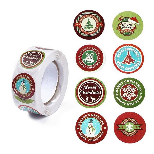 8 Patterns Round Dot Self Adhesive Paper Stickers Roll