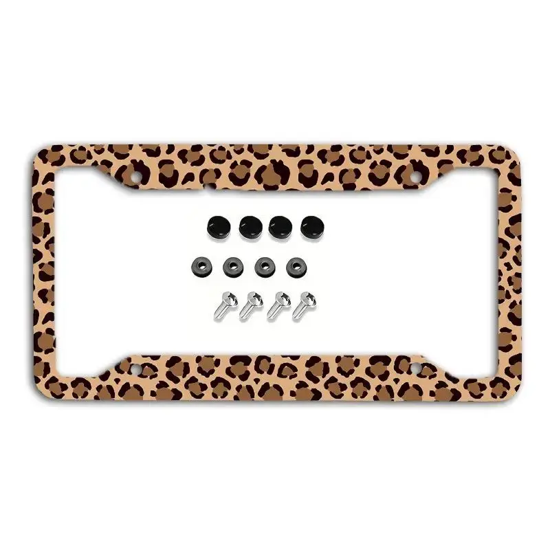 Leopard Print License Plate Frame, 1 Count Creative Design License Plate Frame, Universal Decorative Accessories for Car, Men...
