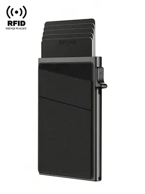 Men's Minimalist RFID Blocking Card Holder, Slim Thin Card Case with Automatic Pop-Up Slot, Money Clip & Lightweight Portable...