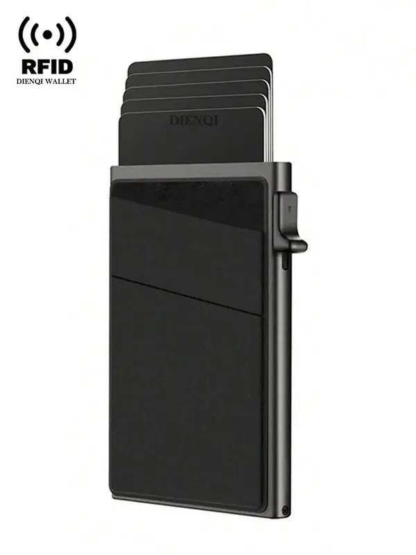 Men's Minimalist RFID Blocking Card Holder, Slim Thin Card Case with Automatic Pop-Up Slot, Money Clip & Lightweight Portable...