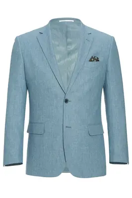 Sky Blue Slim Fit Two Button Men's Suit with Optional Vest