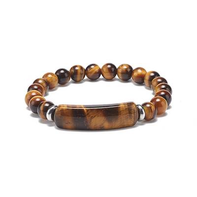 Natural Tiger Eye Beaded Stretch Bracelet
