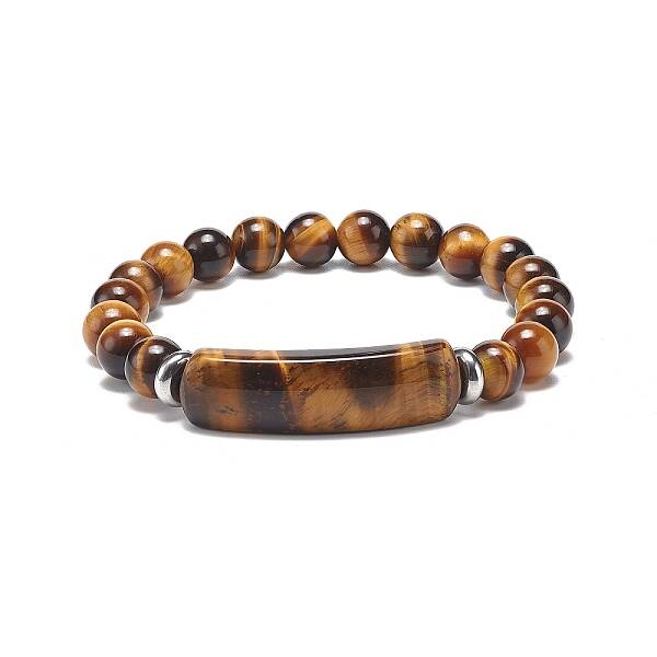 Natural Tiger Eye Beaded Stretch Bracelet