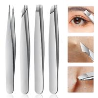 Tweezers for Women Facial Hair,Stocking Stuffers 4 Pack Tweezers for Eyebrows,Tweezer Set for Ingrown Hair, Plucking Daily Be...