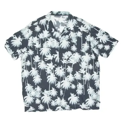 Q/S Mens Hawaiian Shirt Black Floral 2XL