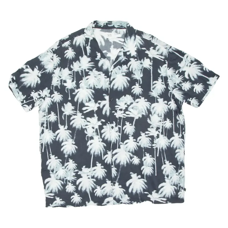 Q/S Mens Hawaiian Shirt Black Floral 2XL
