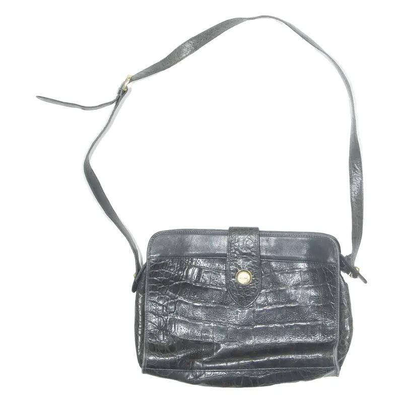 VISONA Womens Shoulder Bag Black Leather