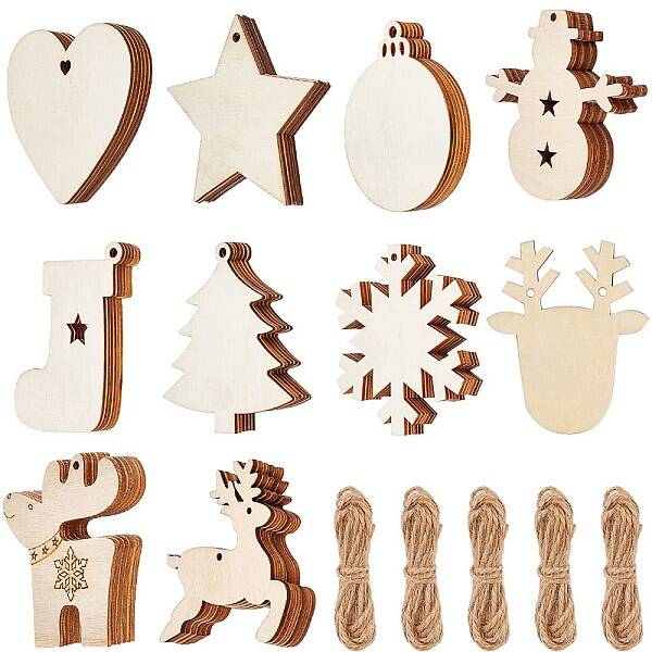 Unfinished DIY Wooden Christmas Ornaments