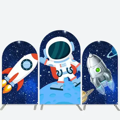 Aperturee Astronaut Galaxy Space Baby Shower Arch Backdrop Kit | Custom Chiara Arched Covers | Round Arch Backdrop Cover | Di...