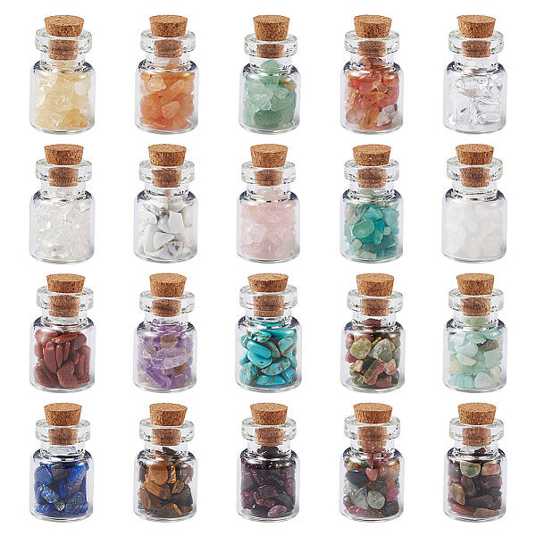 Natural & Synthetic Gemstone Chip Beads Glass Bottles