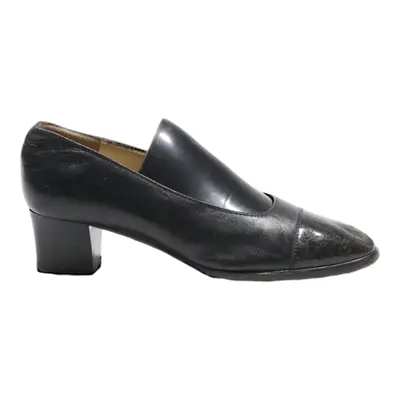 VALLEVERDE Court Heels Black Leather Womens UK 1.5