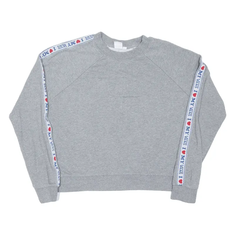 VANS Cropped I Love My Vans Sweatshirt Grey Roll Neck Womens S