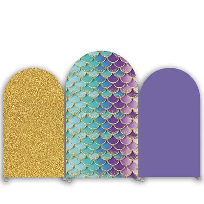 Aperturee Glitter Mermaid Theme Glod Purple Arch Backdrop Kit | Diy Arch Backdrop Cover | Custom Chiara Arched Covers | Custo...