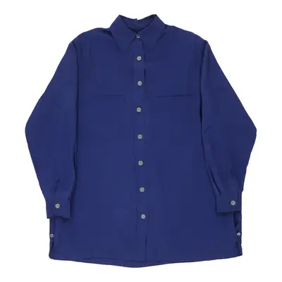 Oliver Valentino Blouse - XL Blue Silk | Size: x-large