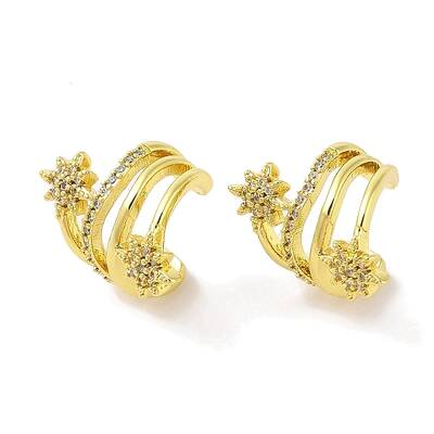 Brass Micro Pave Clear Cubic Zirconia Cuff Earrings for Women