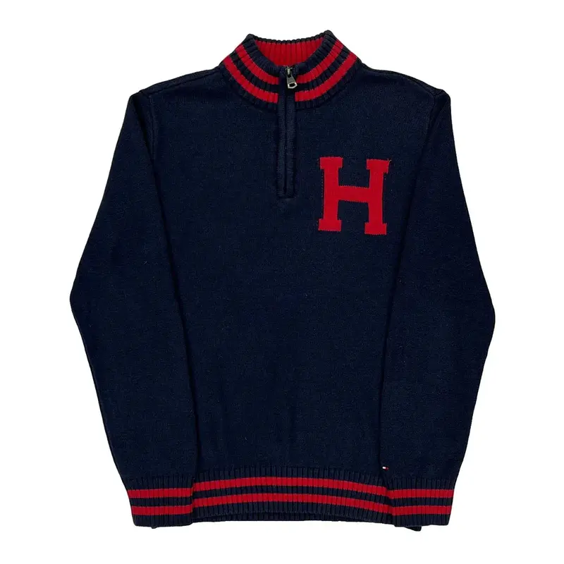 Age 12-14 Tommy Hilfiger 1/4 Zip - Medium Navy Cotton