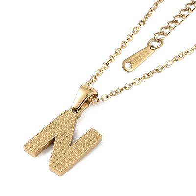 Ion Plating(IP) Initial Letter 304 Stainless Steel Pendant Necklaces