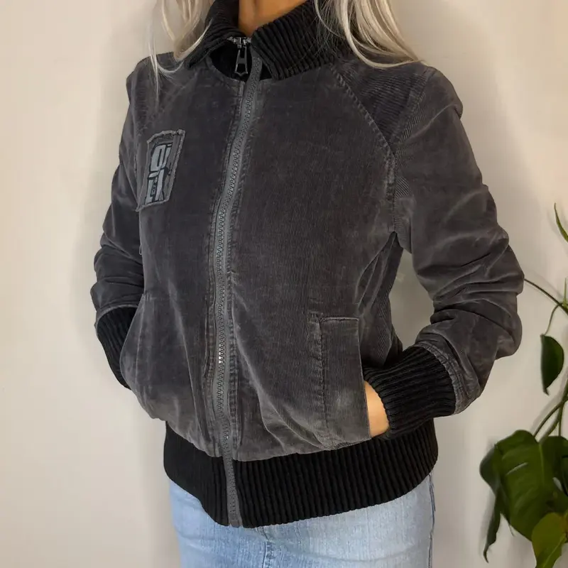 Silvian Heach Cord Jacket - Small Grey Cotton