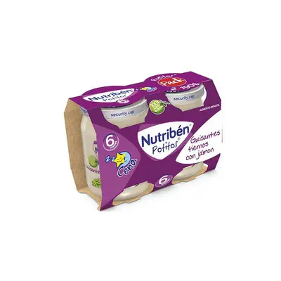 Nutriben Nutribén Potito Cena Bipack Tender Peas With Ham 2x 190g