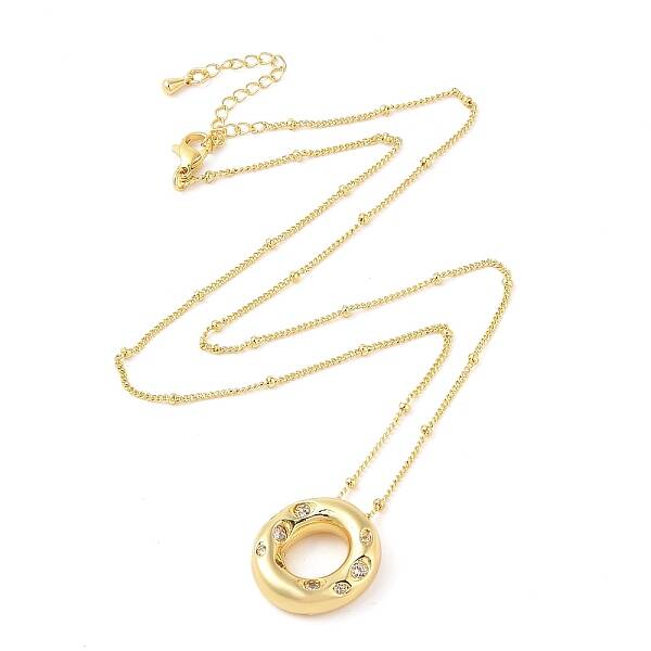 Brass Micro Pave Clear Cubic Zirconia Pendant Necklaces
