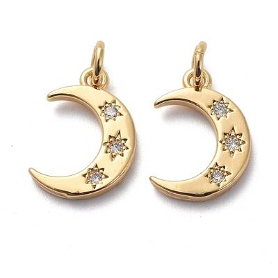 Brass Micro Pave Clear Cubic Zirconia Charms