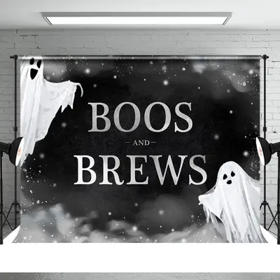 Boos And Brews Smoke Halloween Baby Shower Backdrop - Aperturee