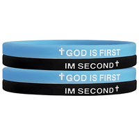 GOD IS FIRST IM SECOND Christian Rubber Bracelets Inspirational Engraved Bible Verses Cross Silicone Bracelet For Women Men F...