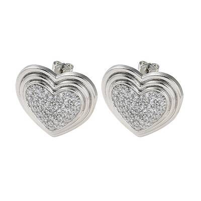 Heart Rack Plating Brass Micro Pave Clear Cubic Zirconia Stud Earrings for Women
