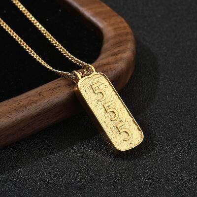304 Stainless Steel Rectangle Number Pendant Necklaces