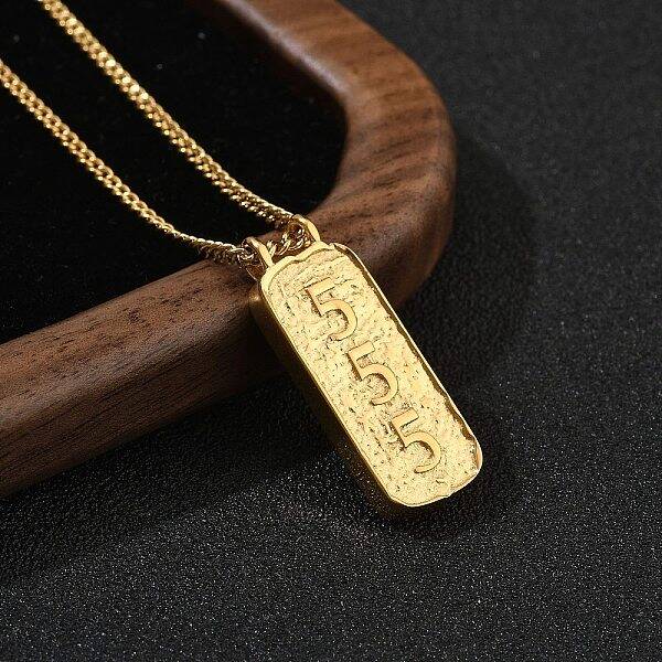 304 Stainless Steel Rectangle Number Pendant Necklaces