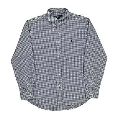 Custom Fit Ralph Lauren Checked Shirt - Large Blue Cotton