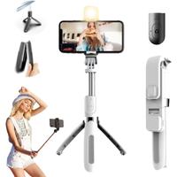 360° Rotatable Extendable Selfie Stick with Bluetooth Remote & LED Light with Tripod Stand, Portable,Compatible Most Phone C...