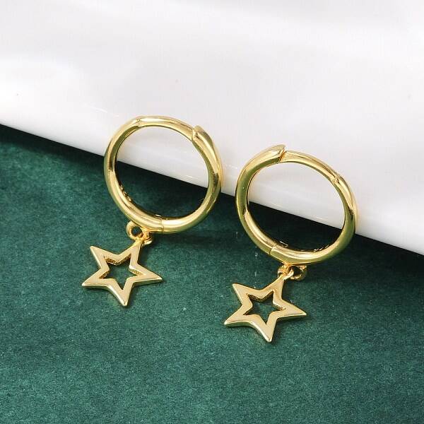 Star 925 Sterling Silver Hoop Earrings for Women