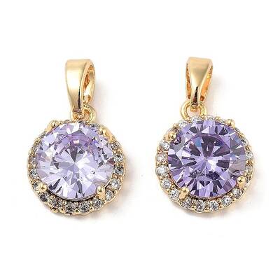 Brass Micro Pave Cubic Zirconia Charms