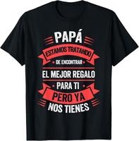 [Cotton graphic tees]men gifts Casual shortsleeve tops Funny Fathers Day Shirt Spanish Dad from Daughter Son T-Shirt