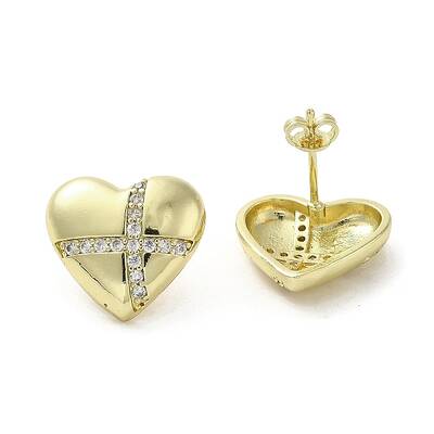 Brass Micro Pave Cubic Zirconia Stud Earrings