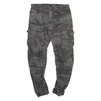 FSBN Camo Cargo Jogger Style Mens Trousers Grey Regular Tapered W36 L30