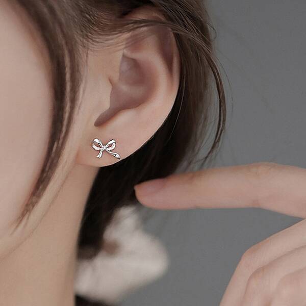 Bowknot Brass Stud Earrings for Women