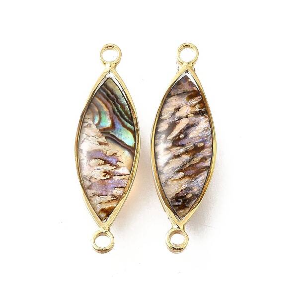 Brass Pave Natural Paua Shell Connector Charms