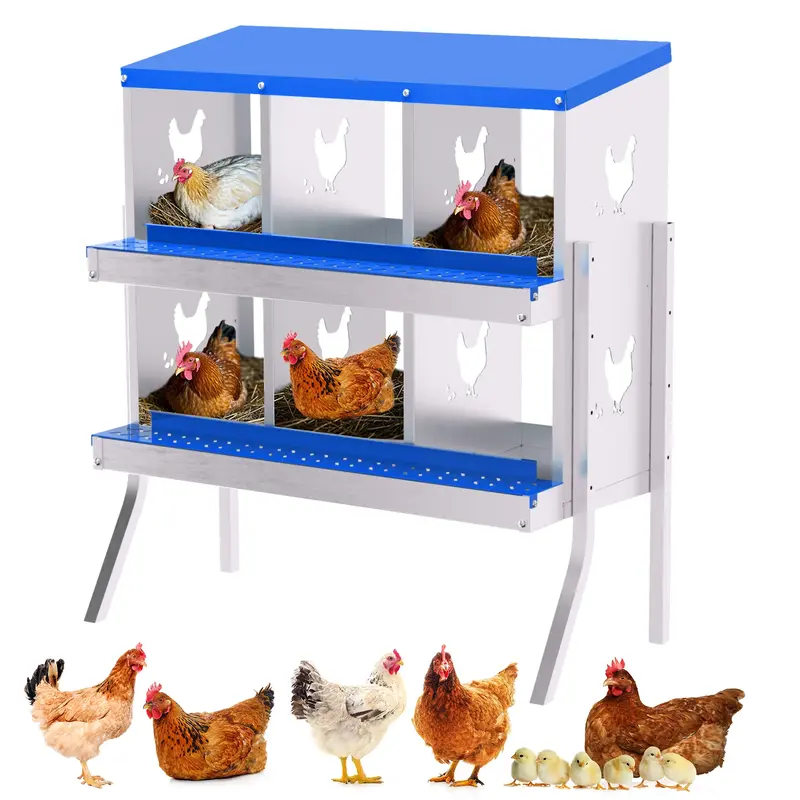 Garvee 6-Hole Bracket Legs Chicken Nesting Box Galvanized Steel Rustproof Automatic Egg Collection Ventilated Easy Install Wa...