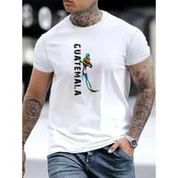 Guatemala-Inspired Graphic Tee - Soft, Breathable Polyester, Round Neck, Regular Fit, Casual Summer Streetwear Shirt for Men ...
