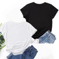 2 Pack Women's Round Neck Tee, Casual Short Sleeve T-shirt for Fall, Back-to-school Clothing, Ladies Clothes forDaily Wear, W...