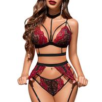avidlove Lace Garter Lingerie Set with Removable Choker Strappy Bra and Panty Set (No Stockings)