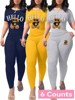 Women's Cartoon Bear Print Crop Tank Top & Skinny Pants Two-Piece Set, Casual Fashion Cozy Two Piece for Daily Outdoor Wear, ...
