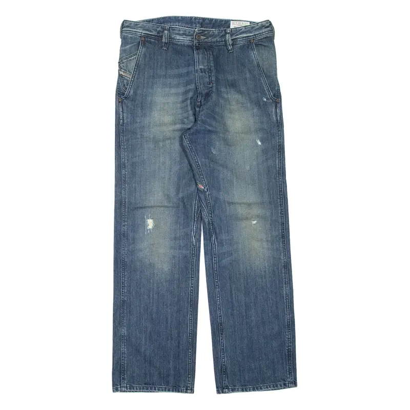 DIESEL Pheyo-F Distressed Mens Jeans Blue Relaxed Straight W33 L30