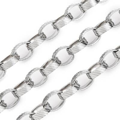 304 Stainless Steel Textured Rolo Chains