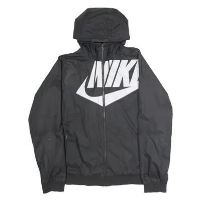 NIKE Mens Windbreaker Jacket Black Hooded XL
