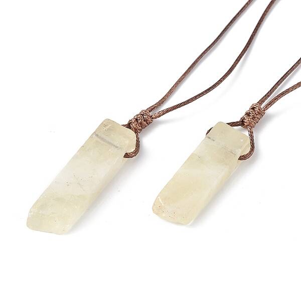Natural Citrine Nugget Pendant Necklace with Waxed Cord for Women